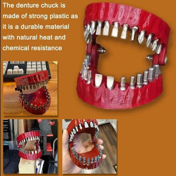 🦷Denture Drill Bit Funny Holder For 1/4” Hex Bits! 💋🤡😂 - Picture 3 of 15